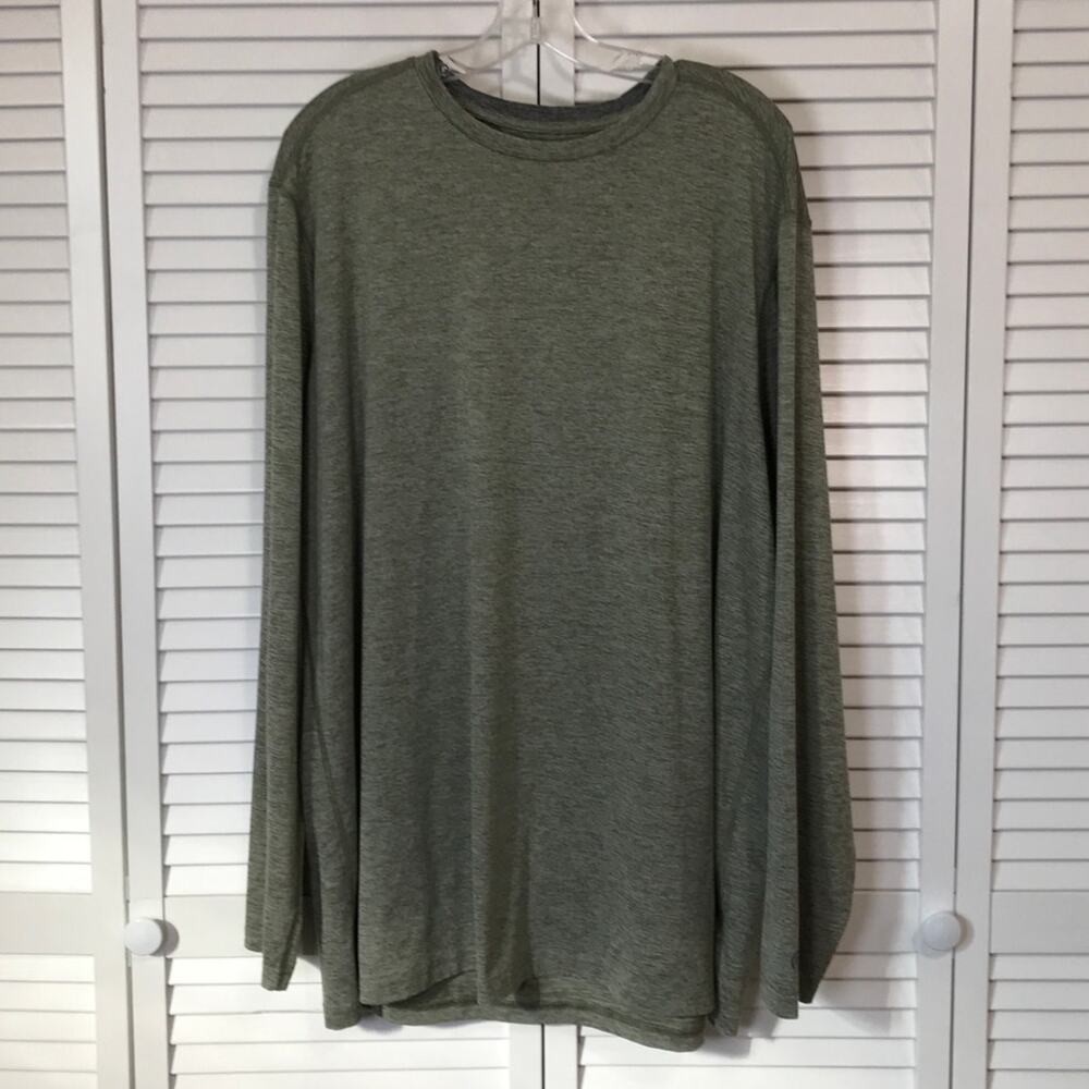 Champion Green Crew Neck Long Sleeve Men Activewear Shirt XXL